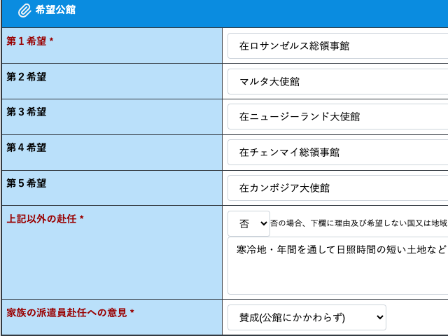 在外公館派遣員 エントリー 希望公館